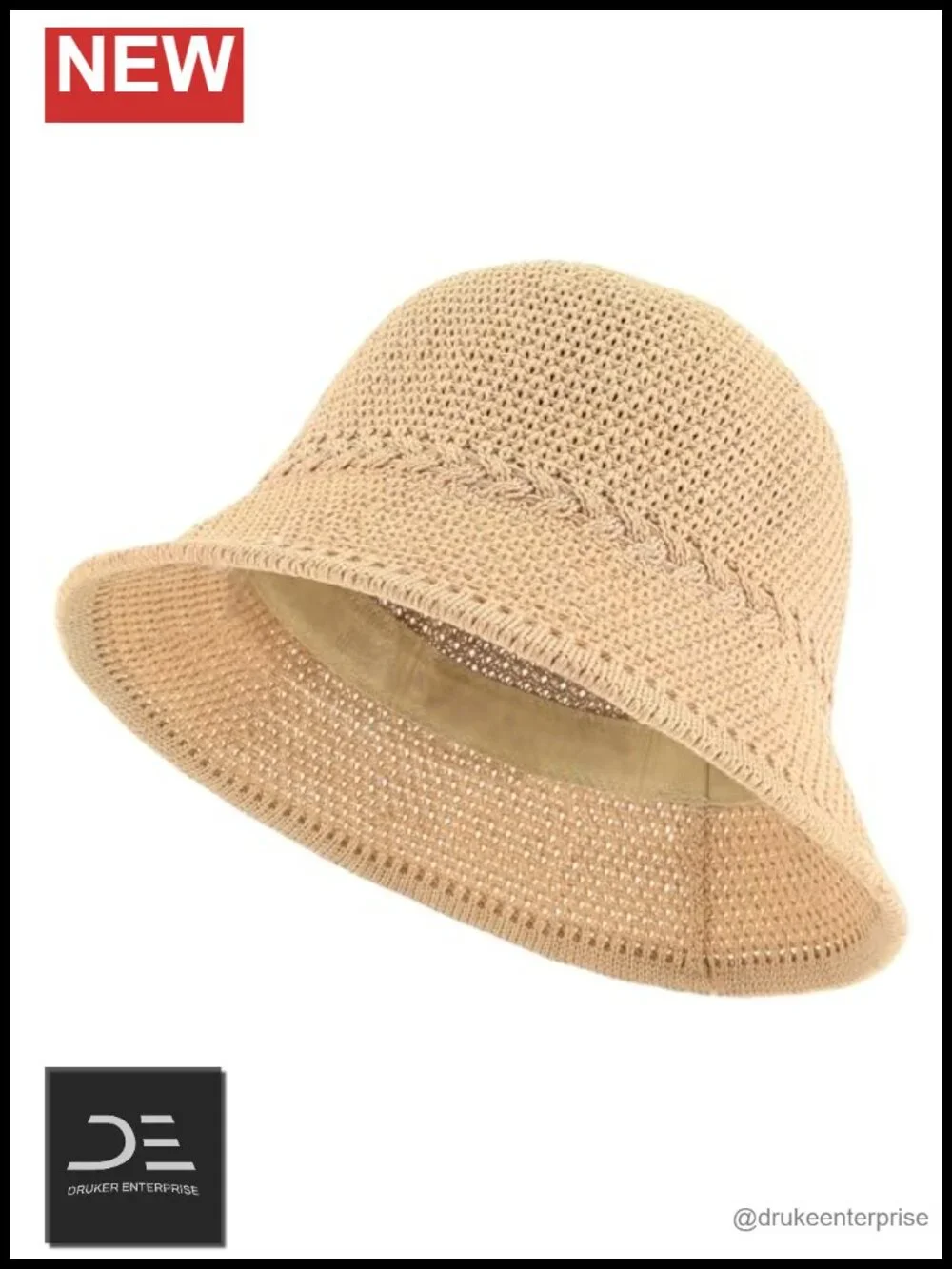 Faux Straw Bucket Hat with Adjustable Fit and UV Protection